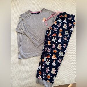 Jane and Bleecker Gray and Navy Costco Pajama Set